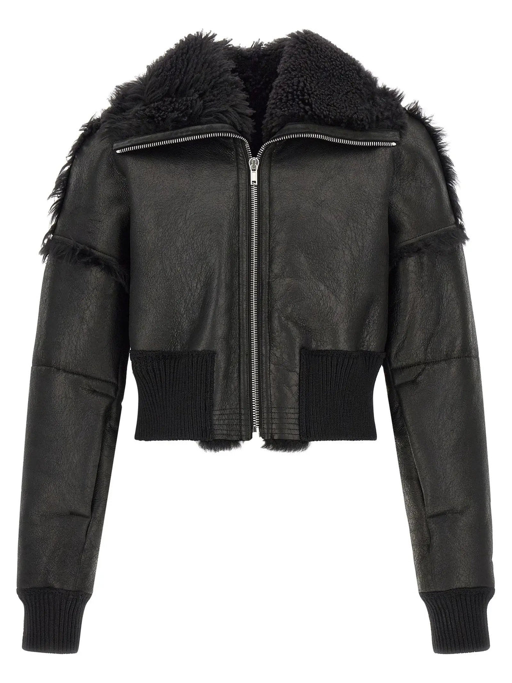 Rick Owens Black Lamb Fur Leather Jacket