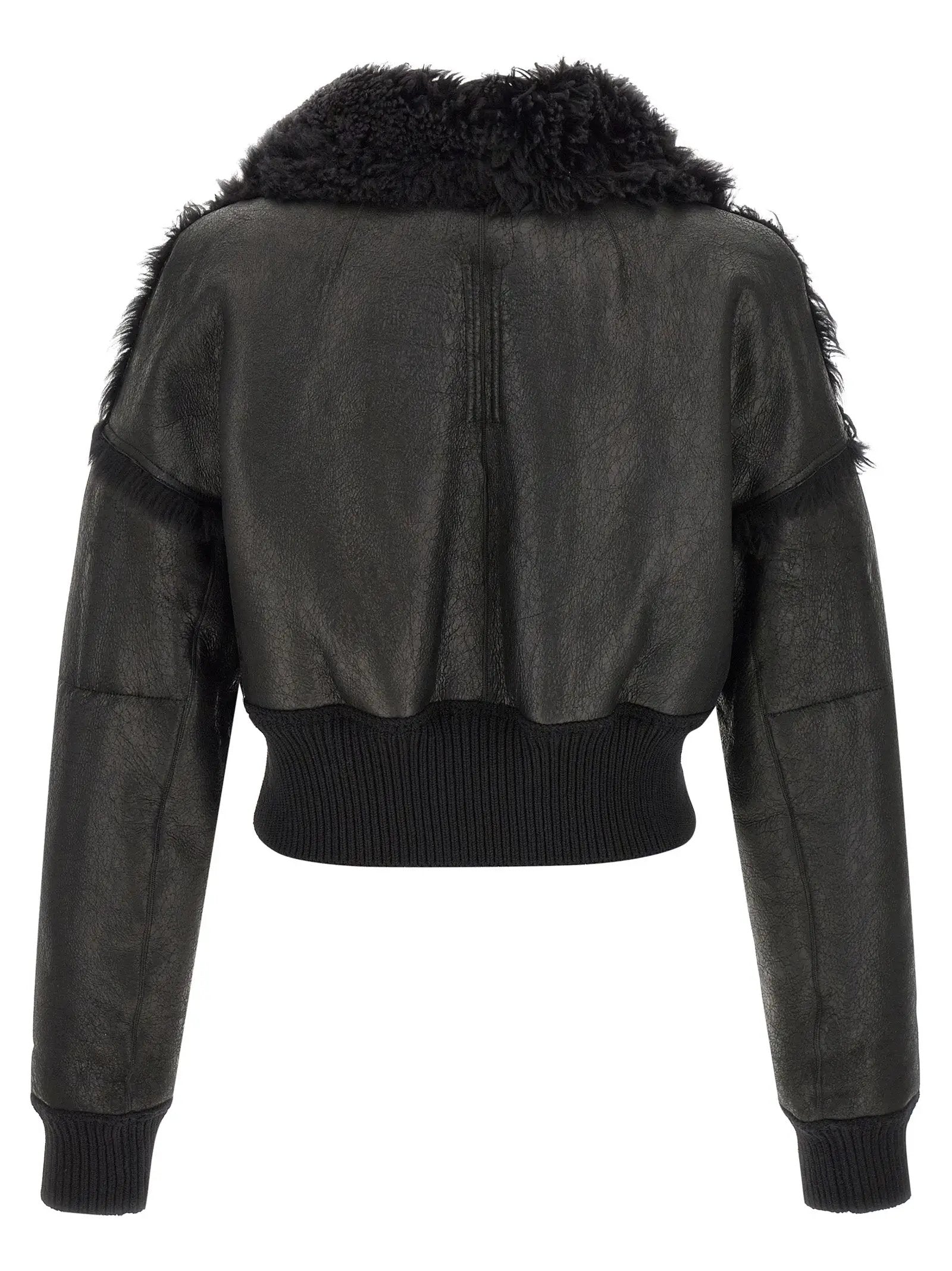 Rick Owens Black Lamb Fur Leather Jacket