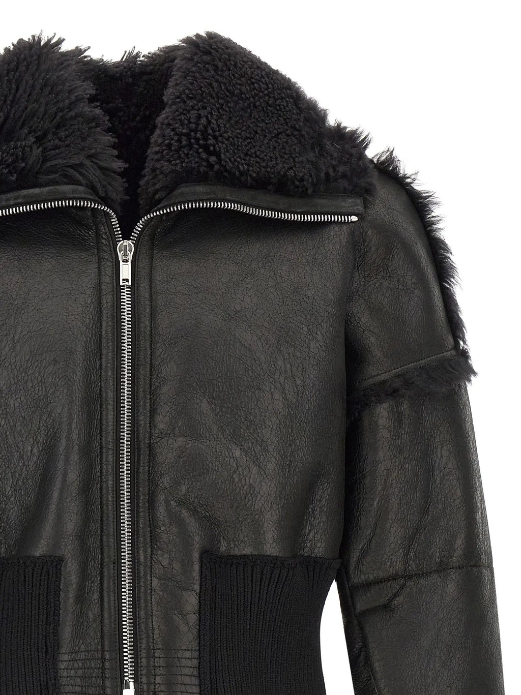 Rick Owens Black Lamb Fur Leather Jacket
