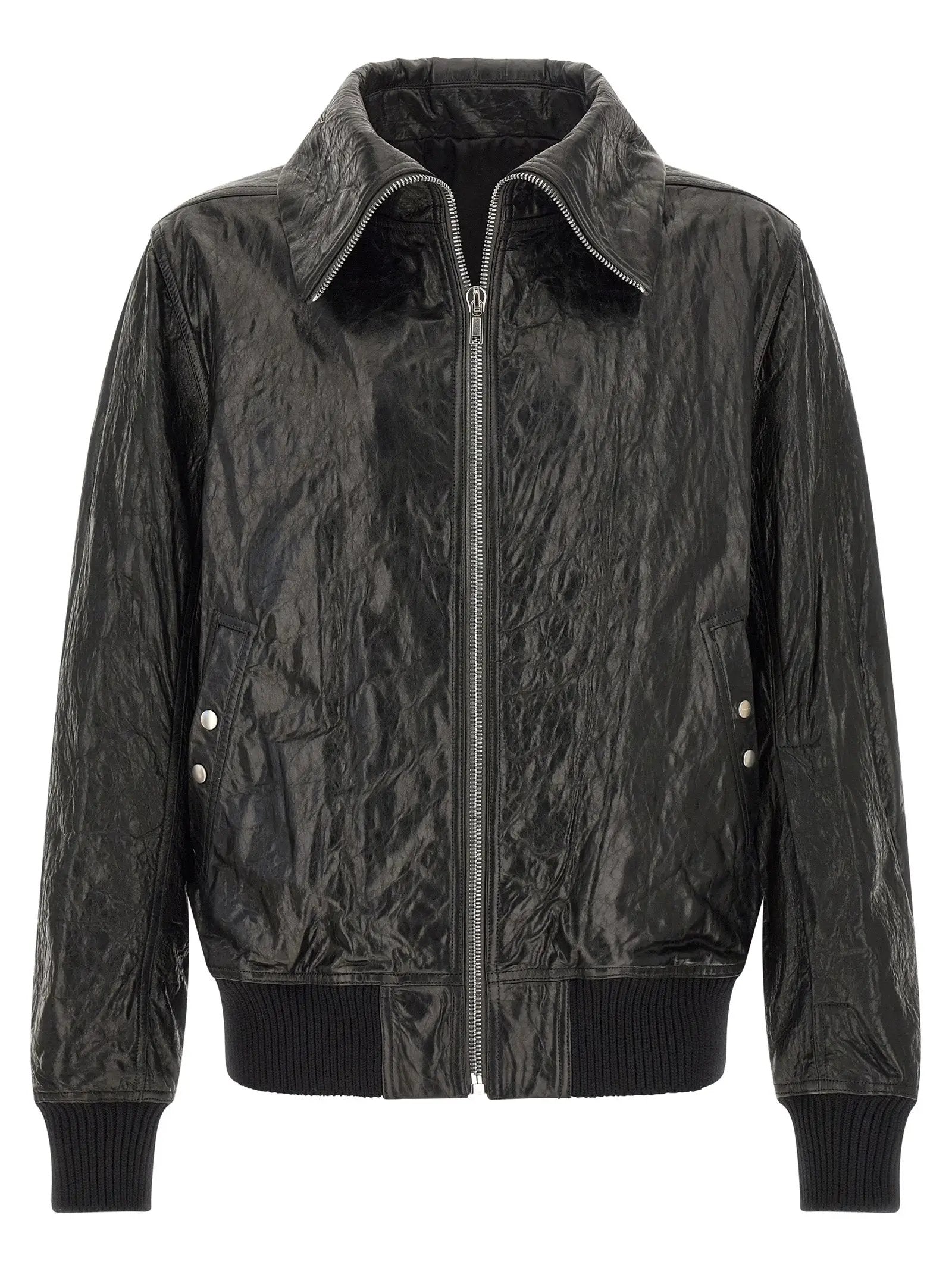 Rick Owens Black Lamb Leather Leather Jacket
