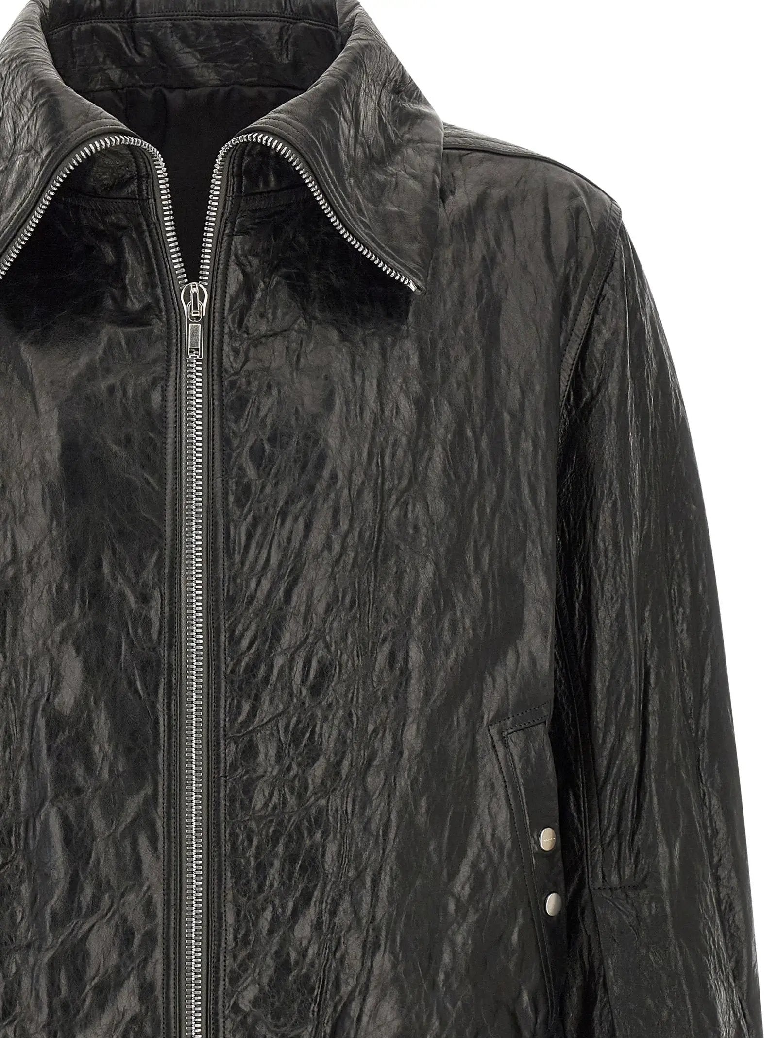 Rick Owens Black Lamb Leather Leather Jacket