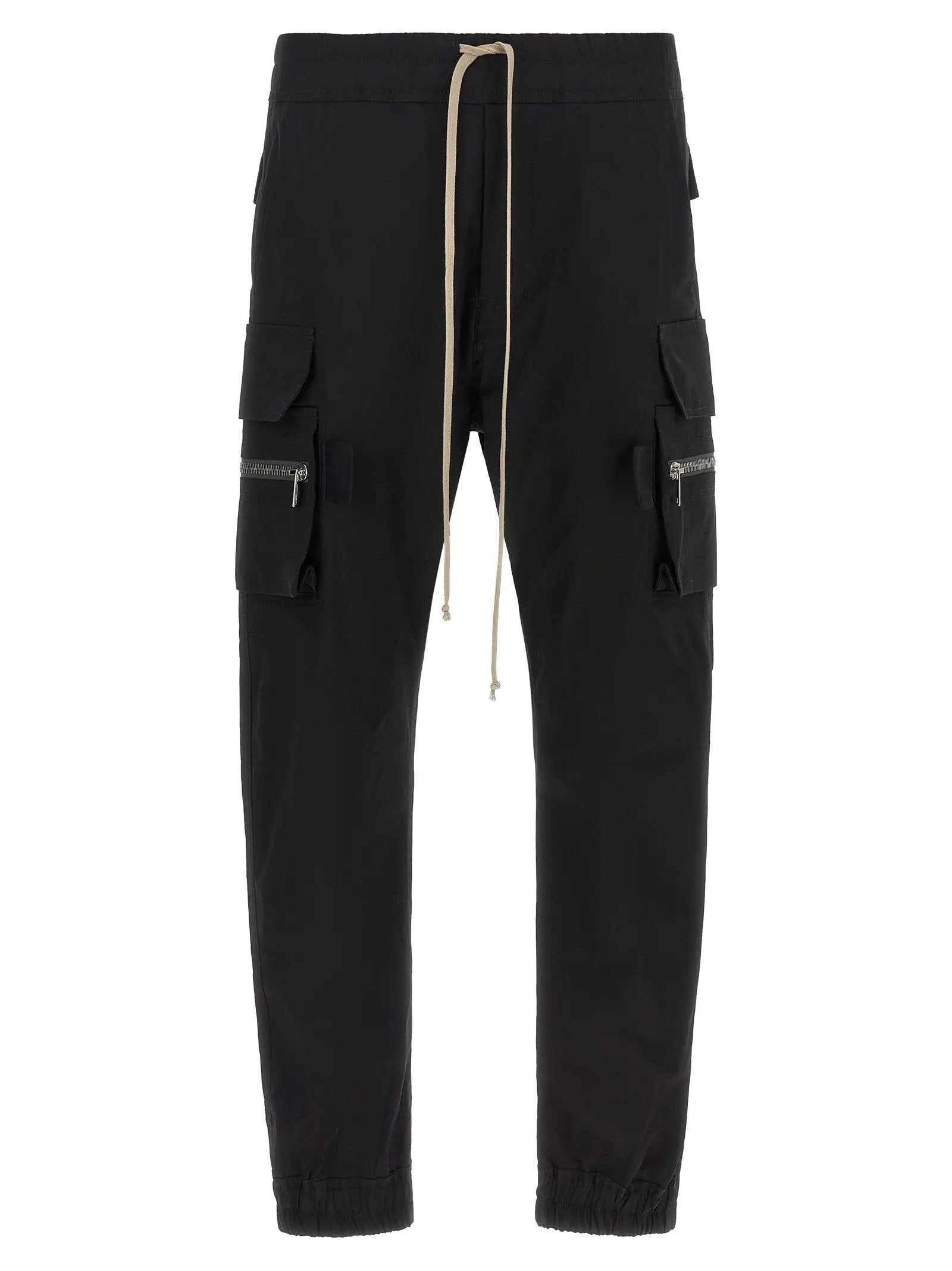 Rick Owens Black Cotton Cargo Pants