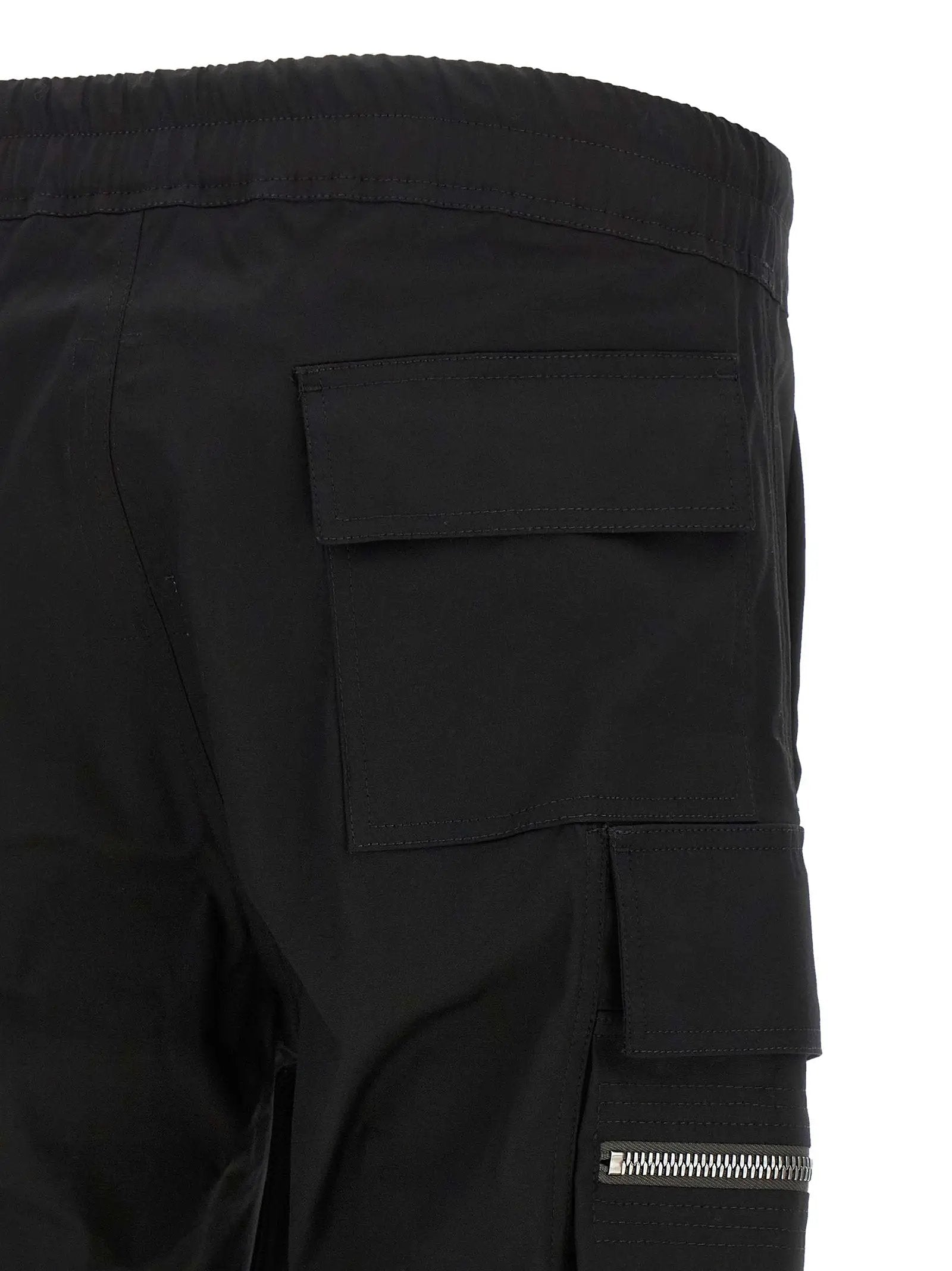 Rick Owens Black Cotton Cargo Pants