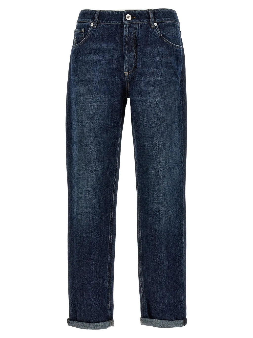Jean droit en coton bleu Brunello Cucinelli
