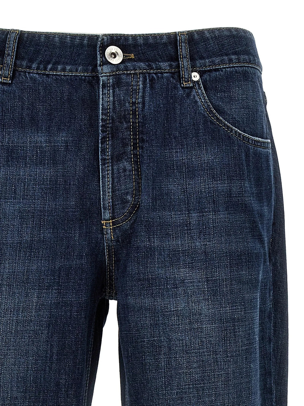 Jean droit en coton bleu Brunello Cucinelli