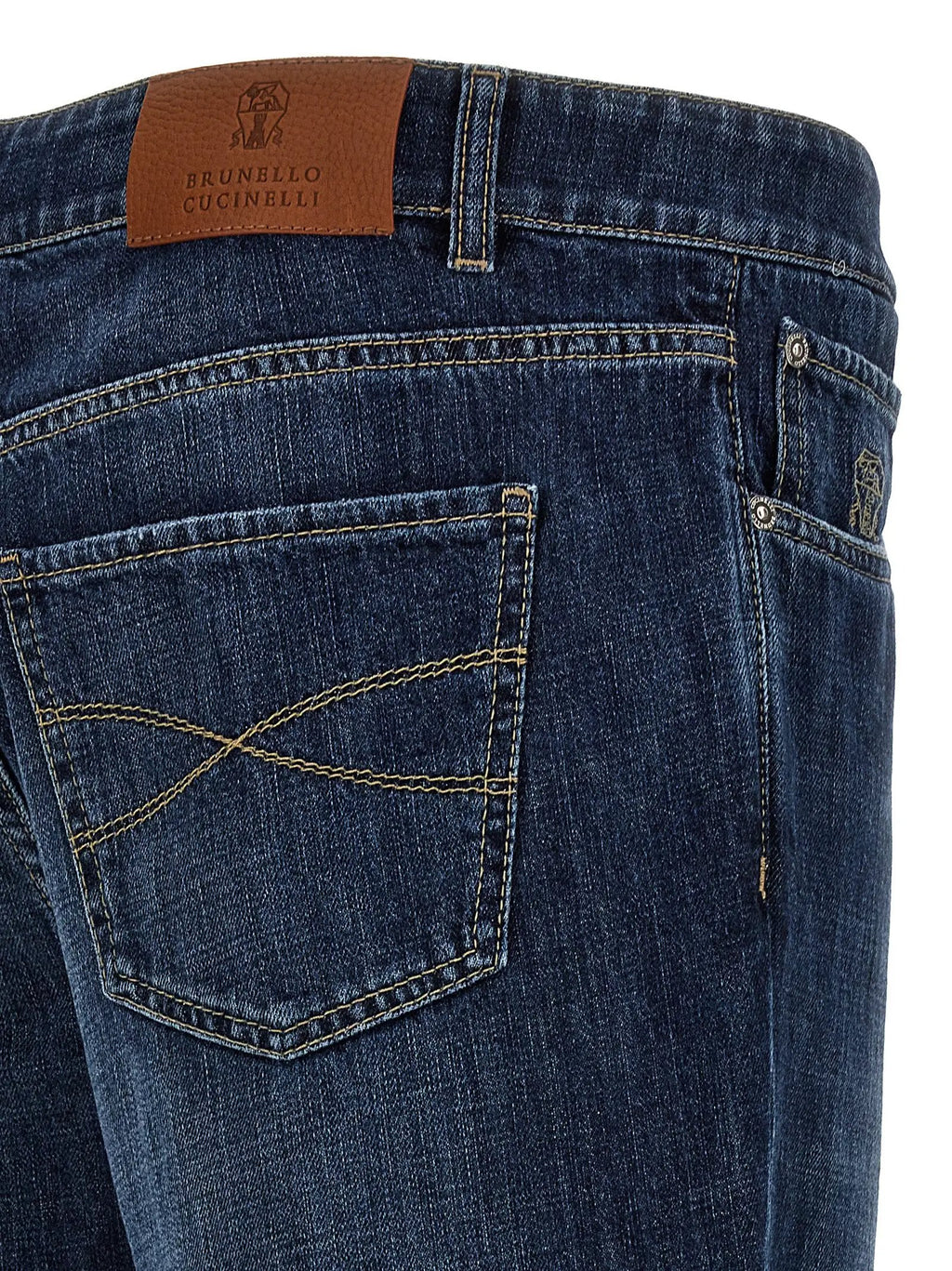 Jean droit en coton bleu Brunello Cucinelli