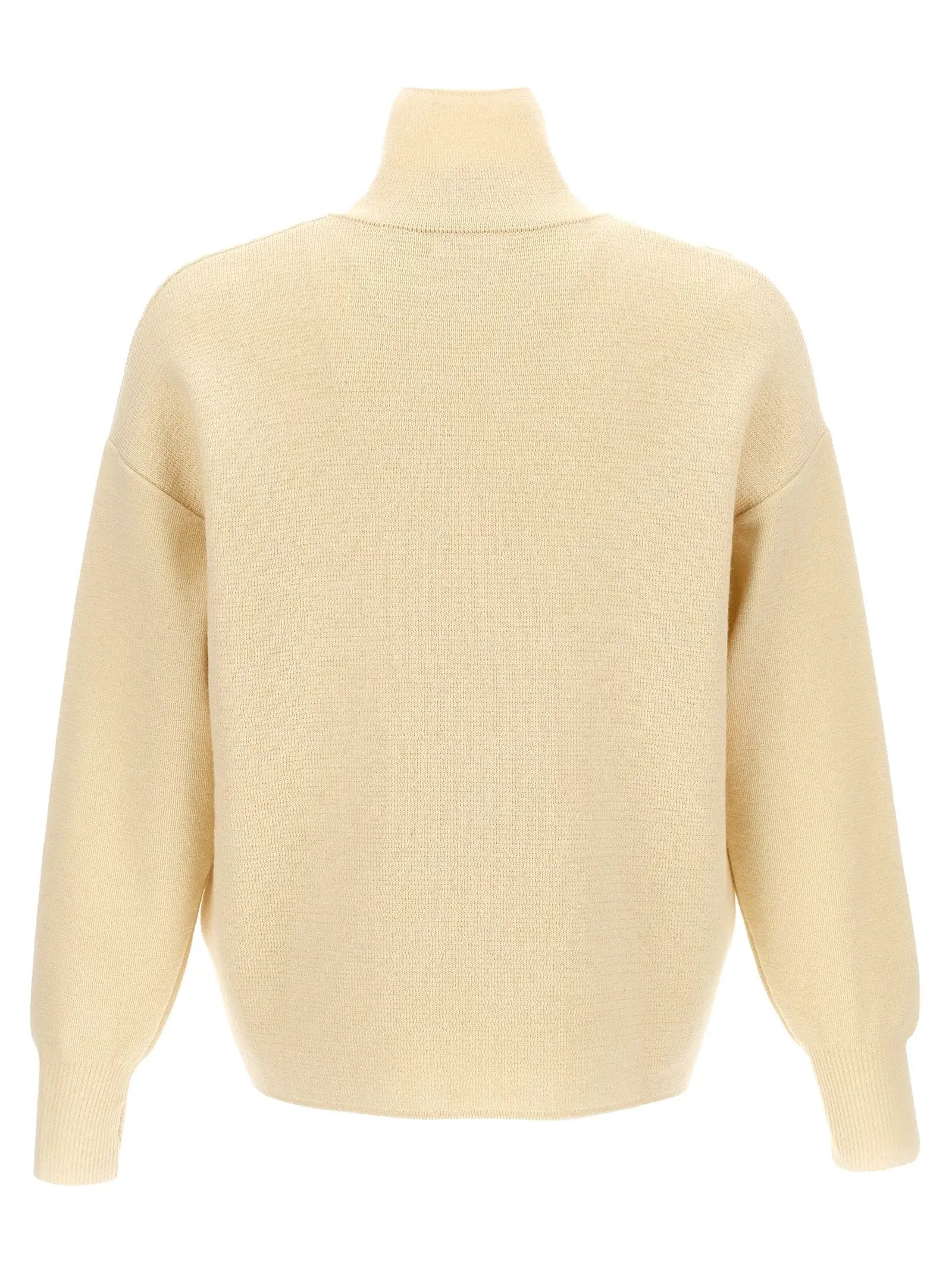 MA'RY'YA White Merino Wool Cardigan