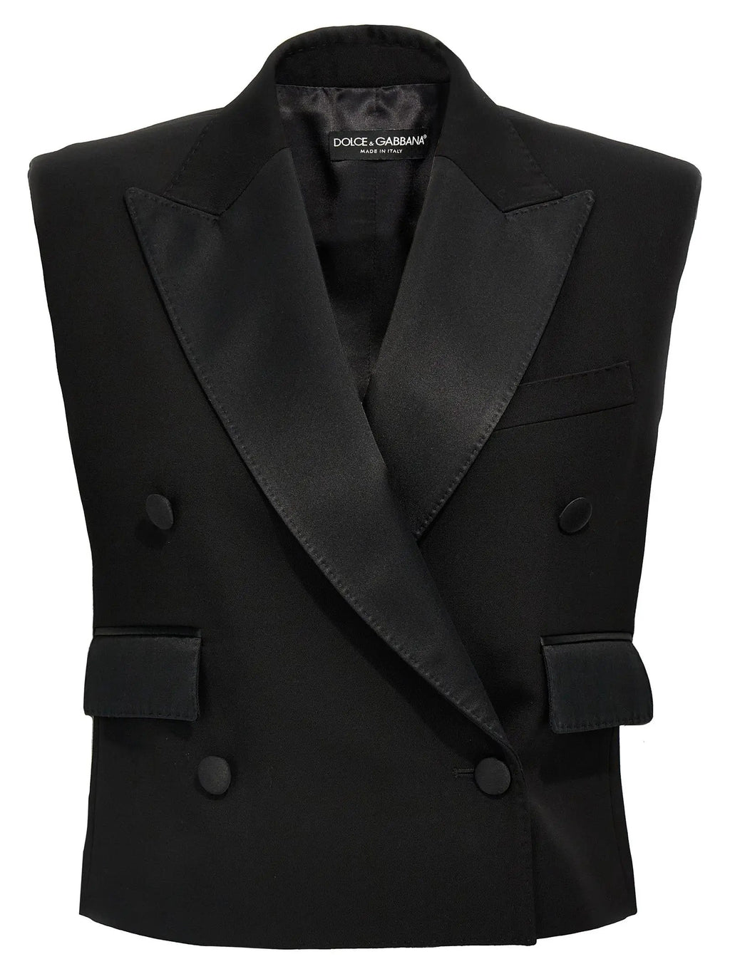 Dolce & Gabbana Black Silk Sleeveless Jacket