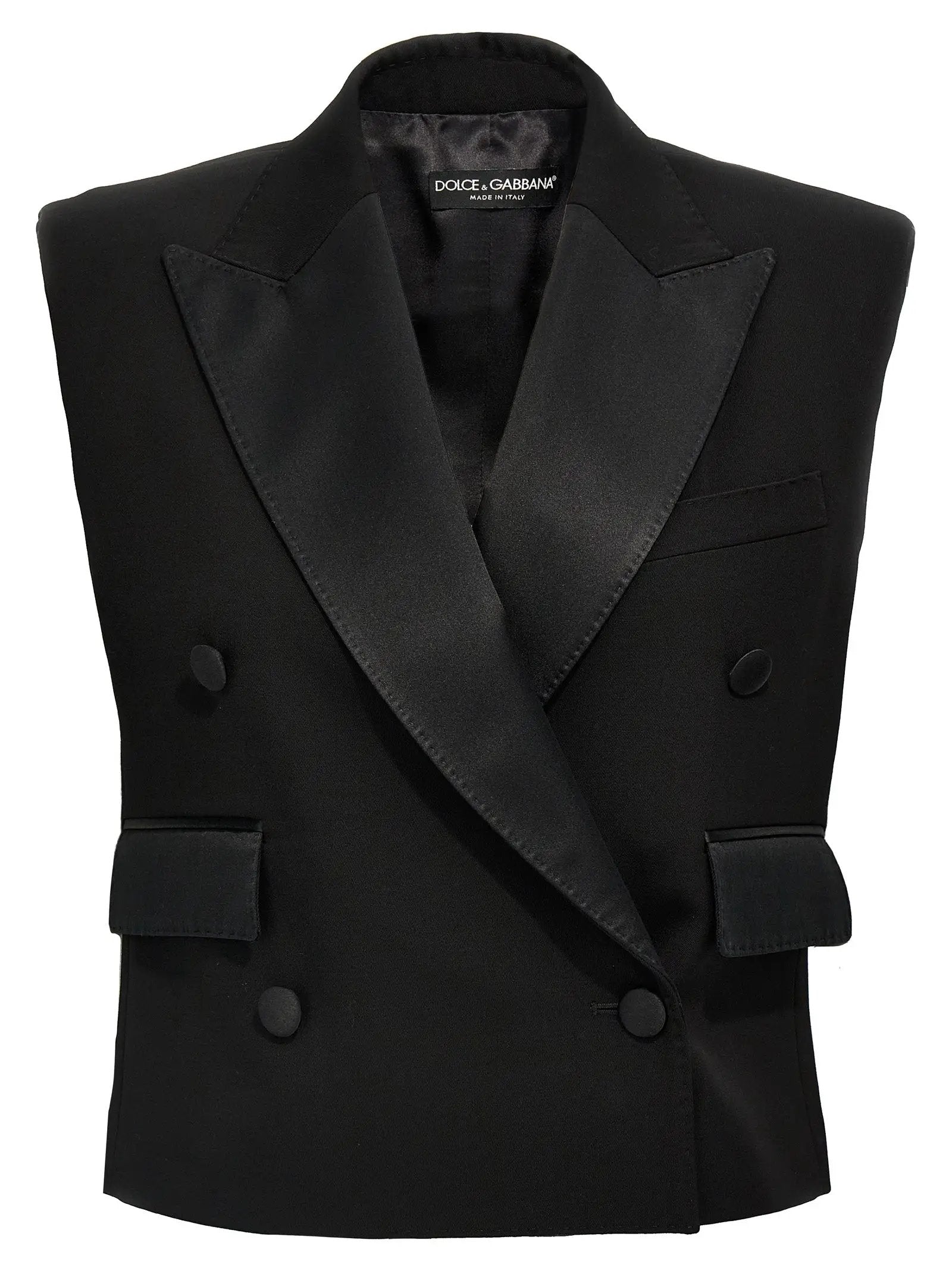 Dolce & Gabbana Black Silk Sleeveless Jacket