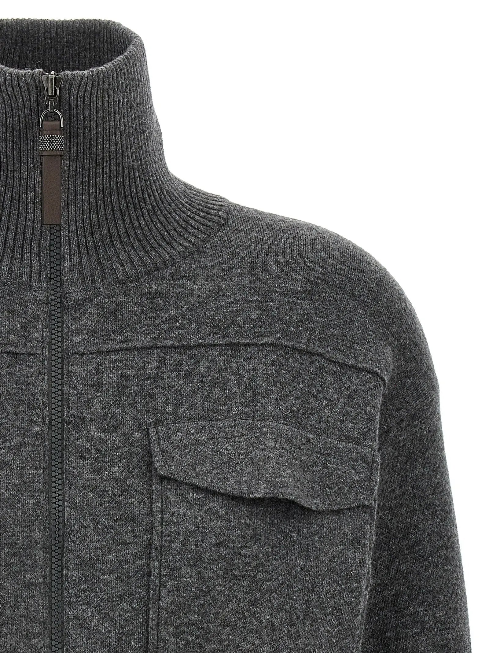 Brunello Cucinelli Gray Cashmere Cardigan