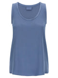 Brunello Cucinelli Blue Silk Sleeveles T-Shirt