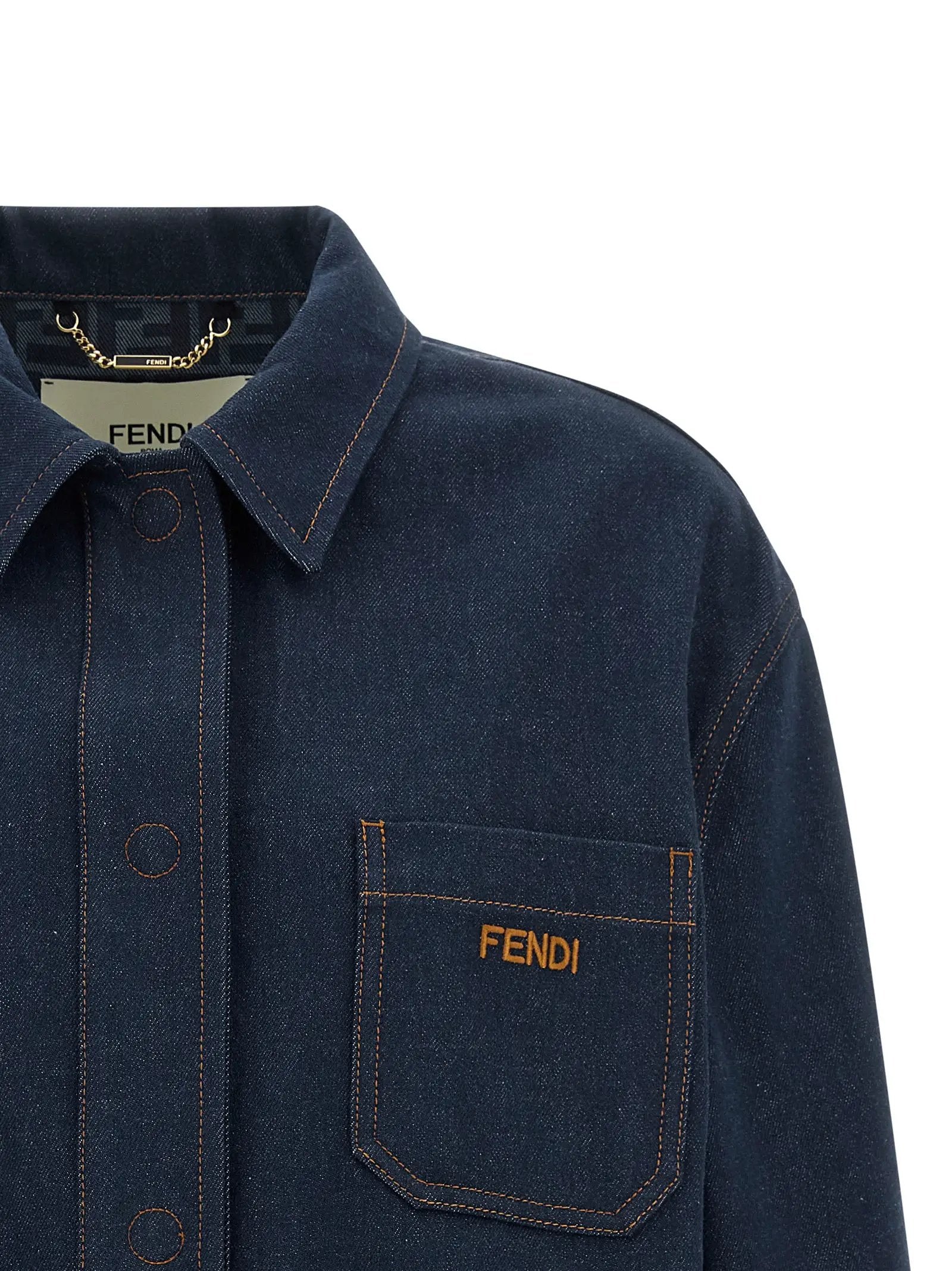 Veste en jean bleu en coton Fendi