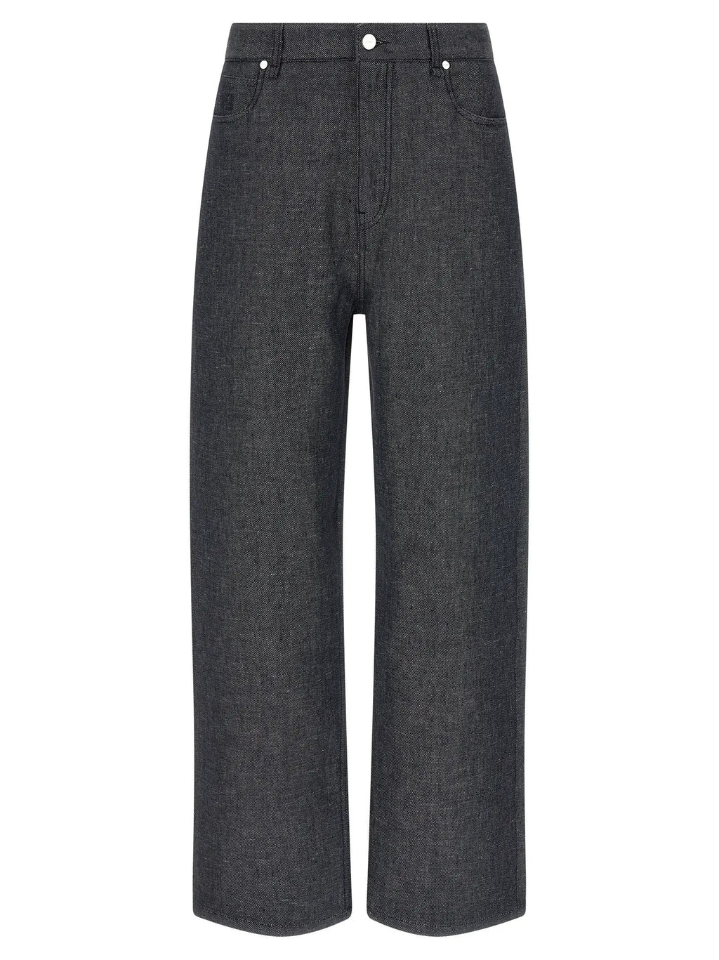 Fendi Gray Linen Straight-Leg Jeans