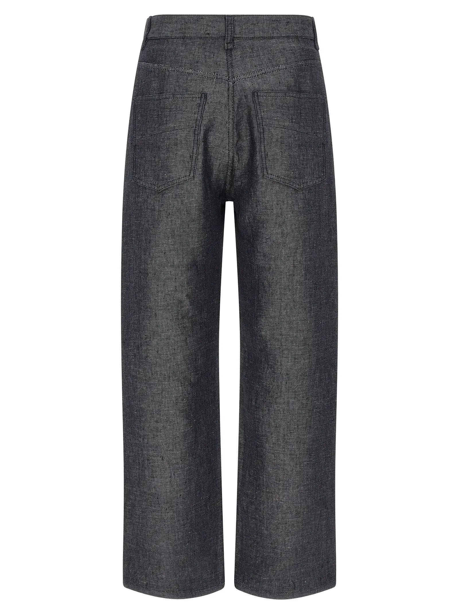 Fendi Gray Linen Straight-Leg Jeans