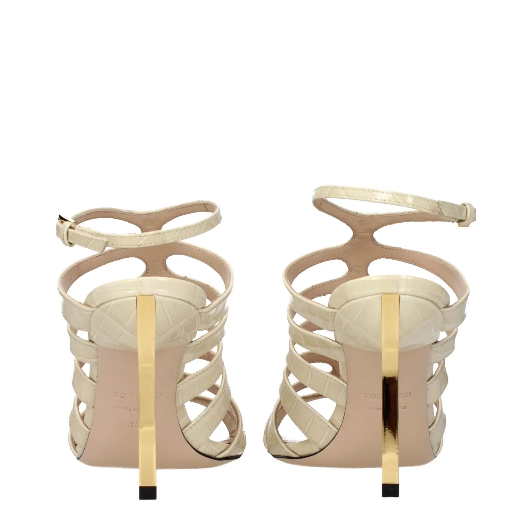Tom Ford Beige Leather Stiletto Heel Sandals