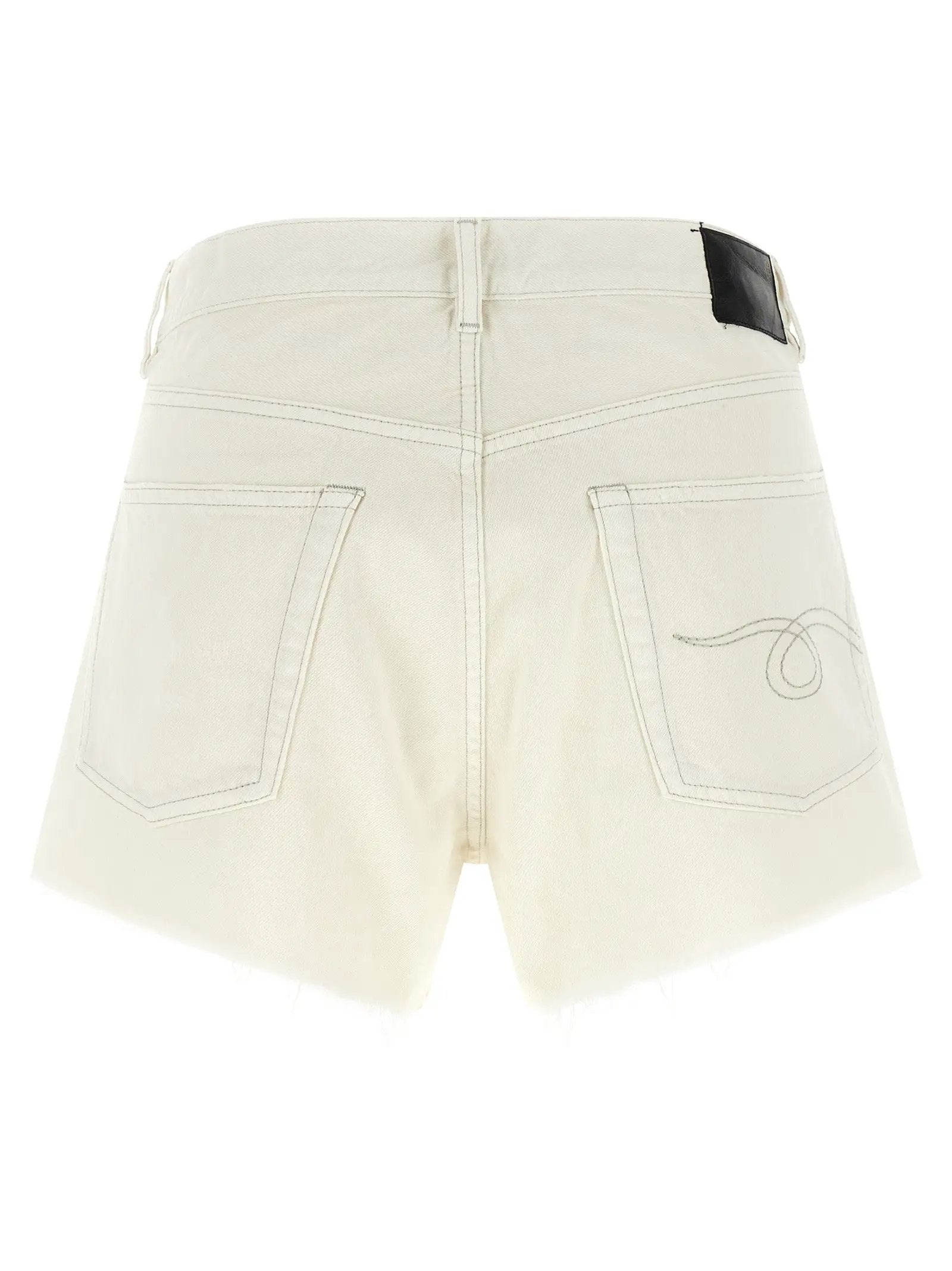 R13 White Cotton Bermuda Shorts