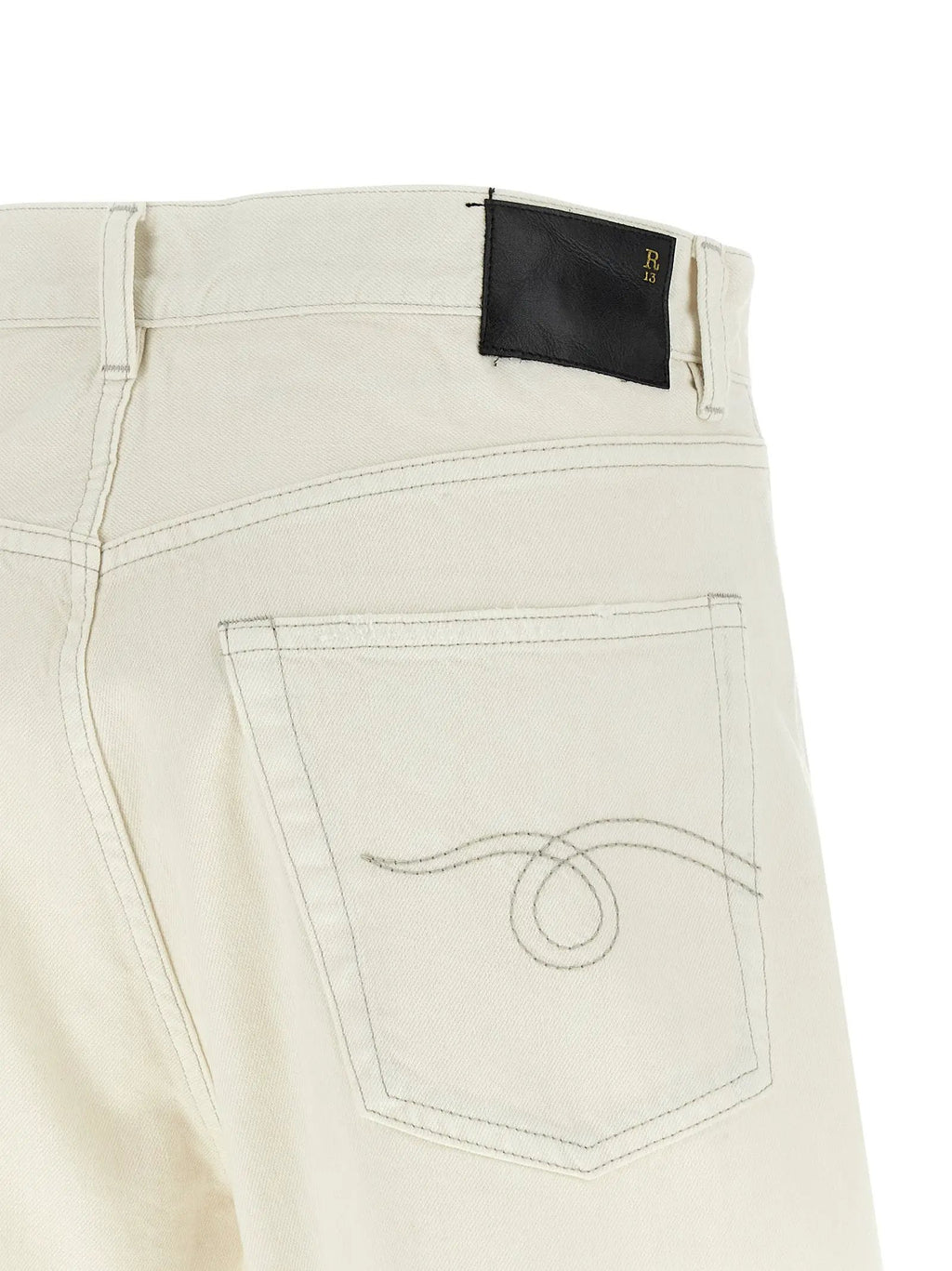 R13 White Cotton Bermuda Shorts
