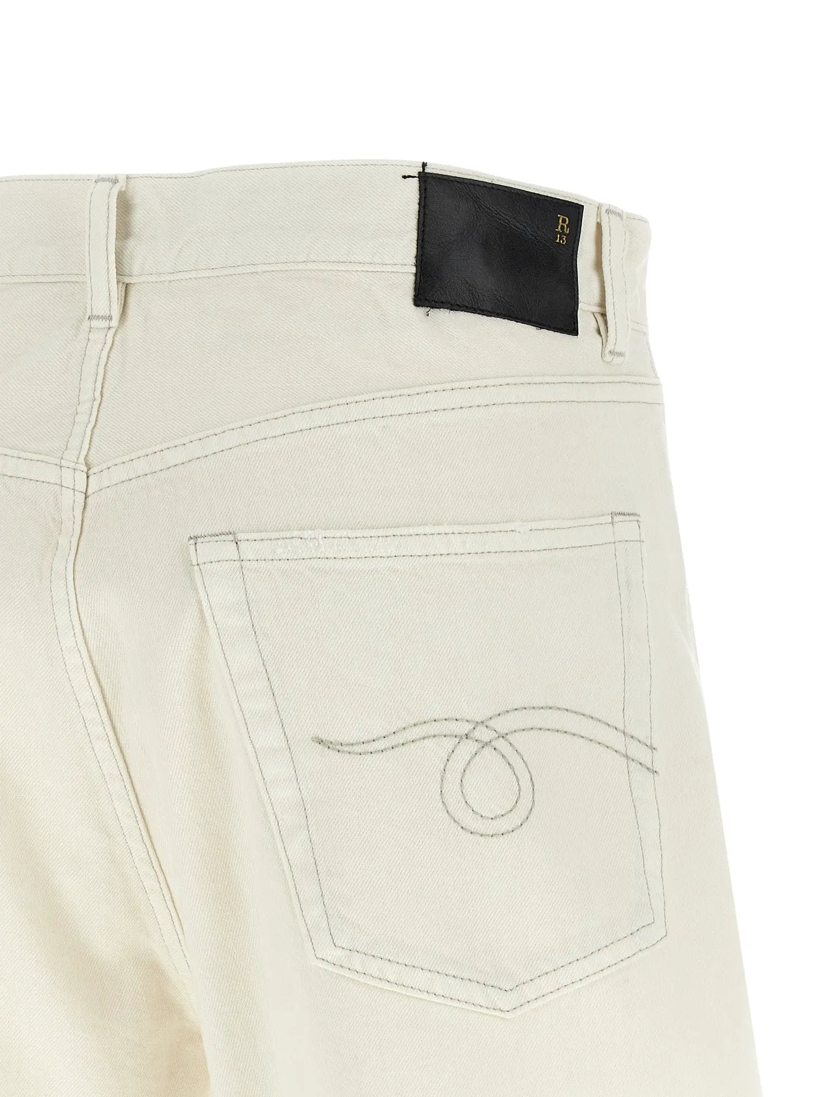 R13 White Cotton Bermuda Shorts