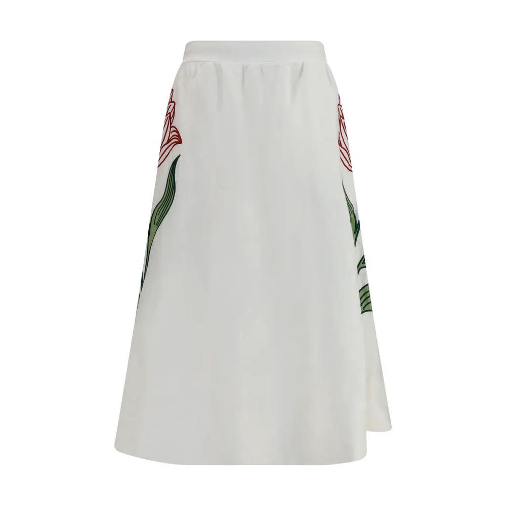 FARM RIO White Linen Midi Skirt