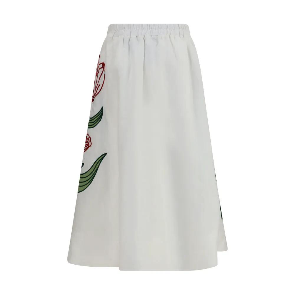 FARM RIO White Linen Midi Skirt