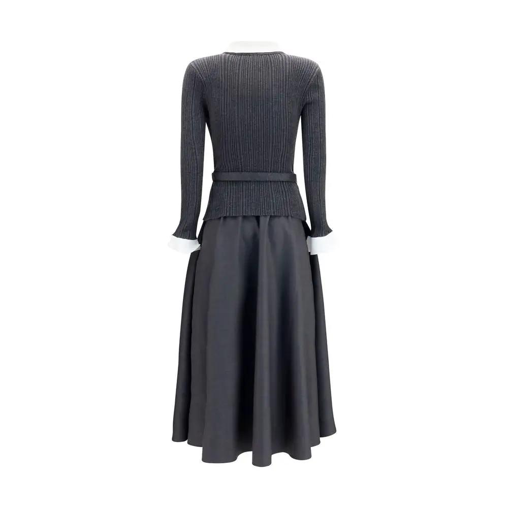 Self-Portrait Gray Polyamide Casual Dress
