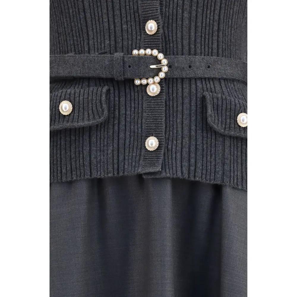 Self-Portrait Gray Polyamide Casual Dress