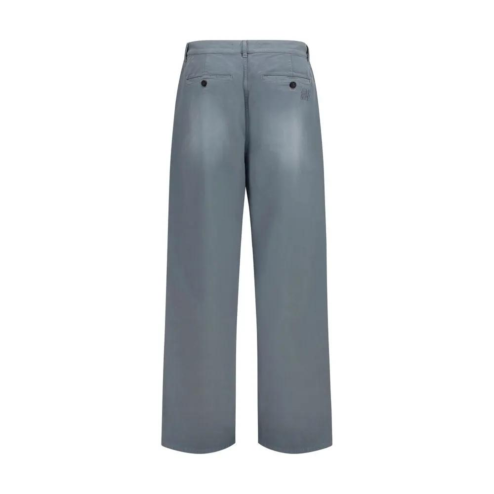 Miu Miu Gray Cotton Casual Pants