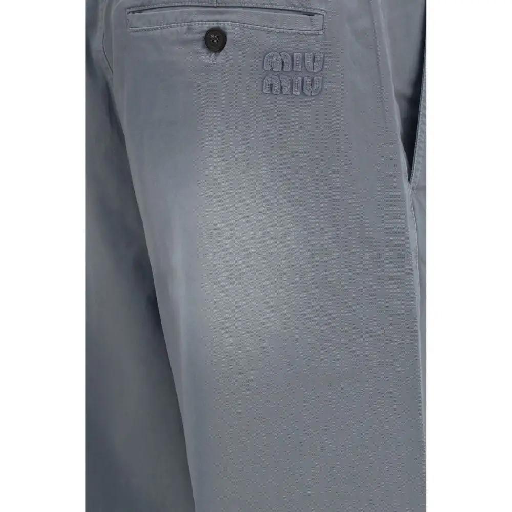 Miu Miu Gray Cotton Casual Pants