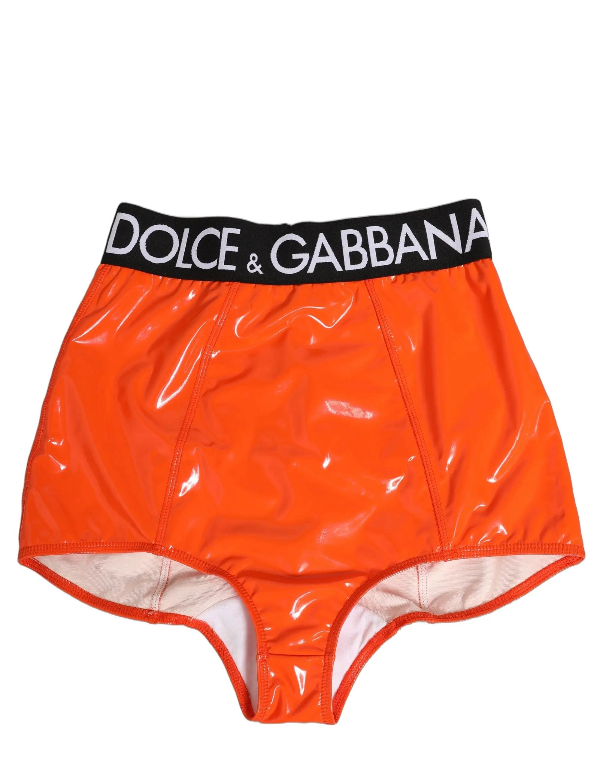 Dolce & Gabbana Culotte gainante taille haute en polyester orange avec logo