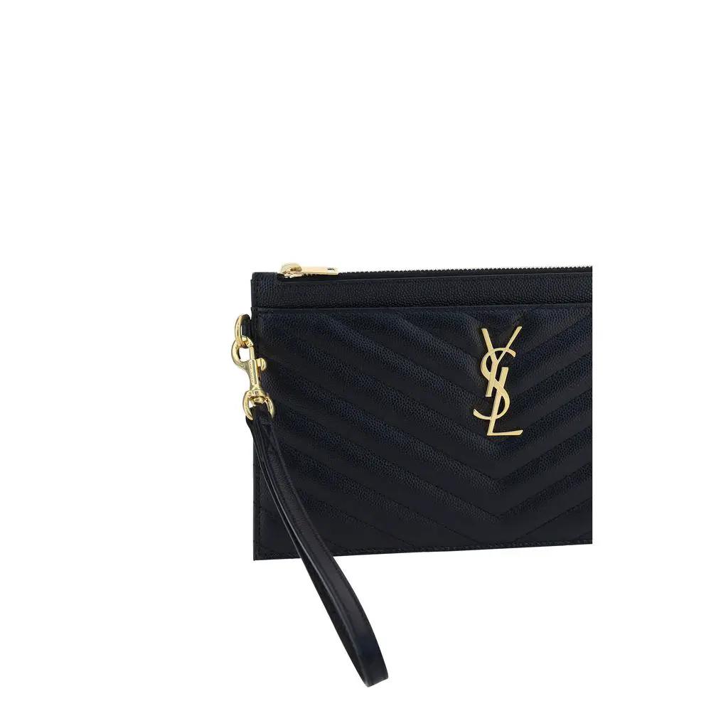 Portefeuille Bos Taurus en cuir de veau noir Saint Laurent