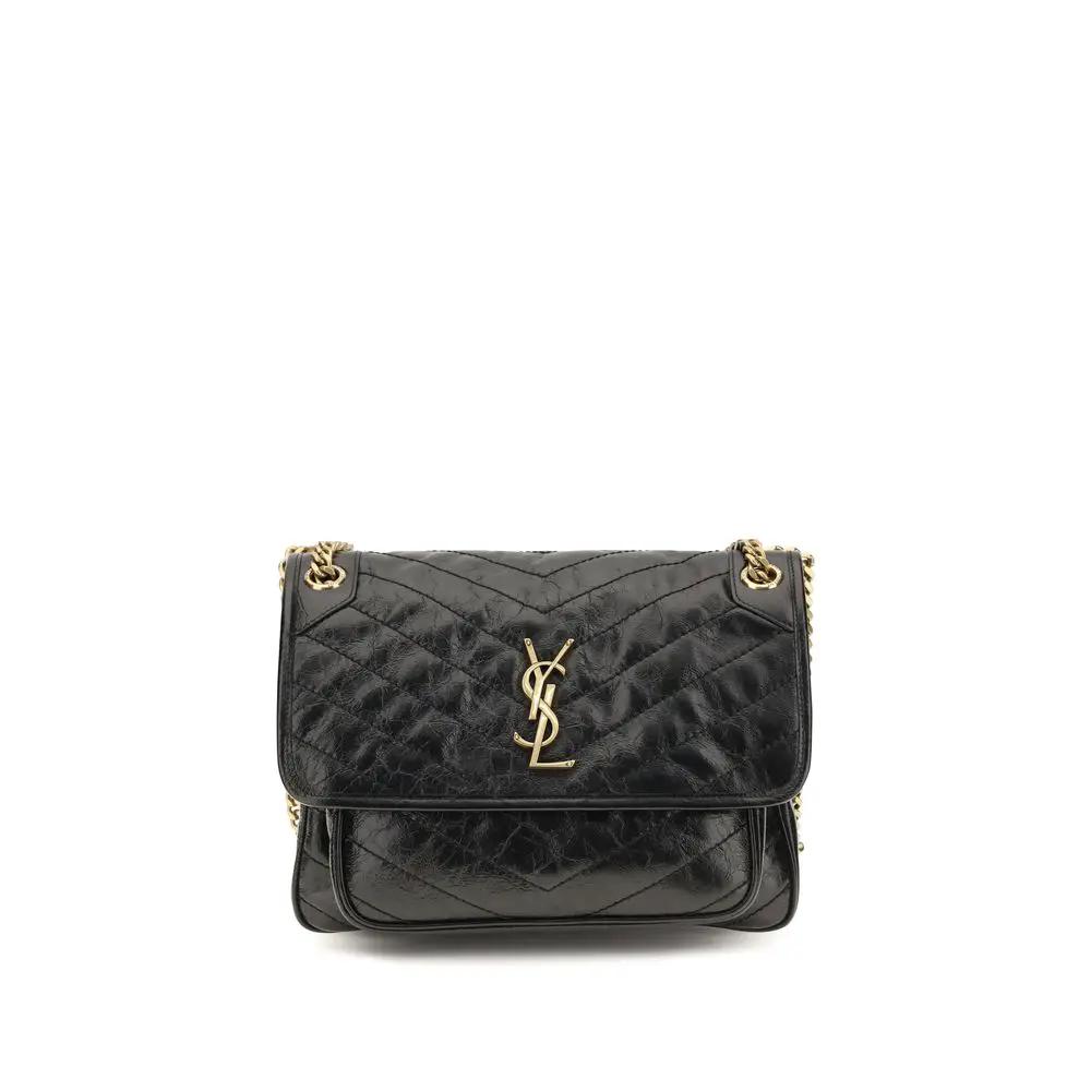 Sac bandoulière Saint Laurent Bos Taurus en cuir de veau noir