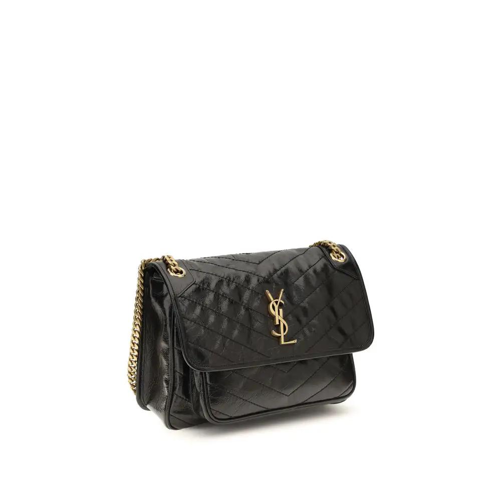 Sac bandoulière Saint Laurent Bos Taurus en cuir de veau noir