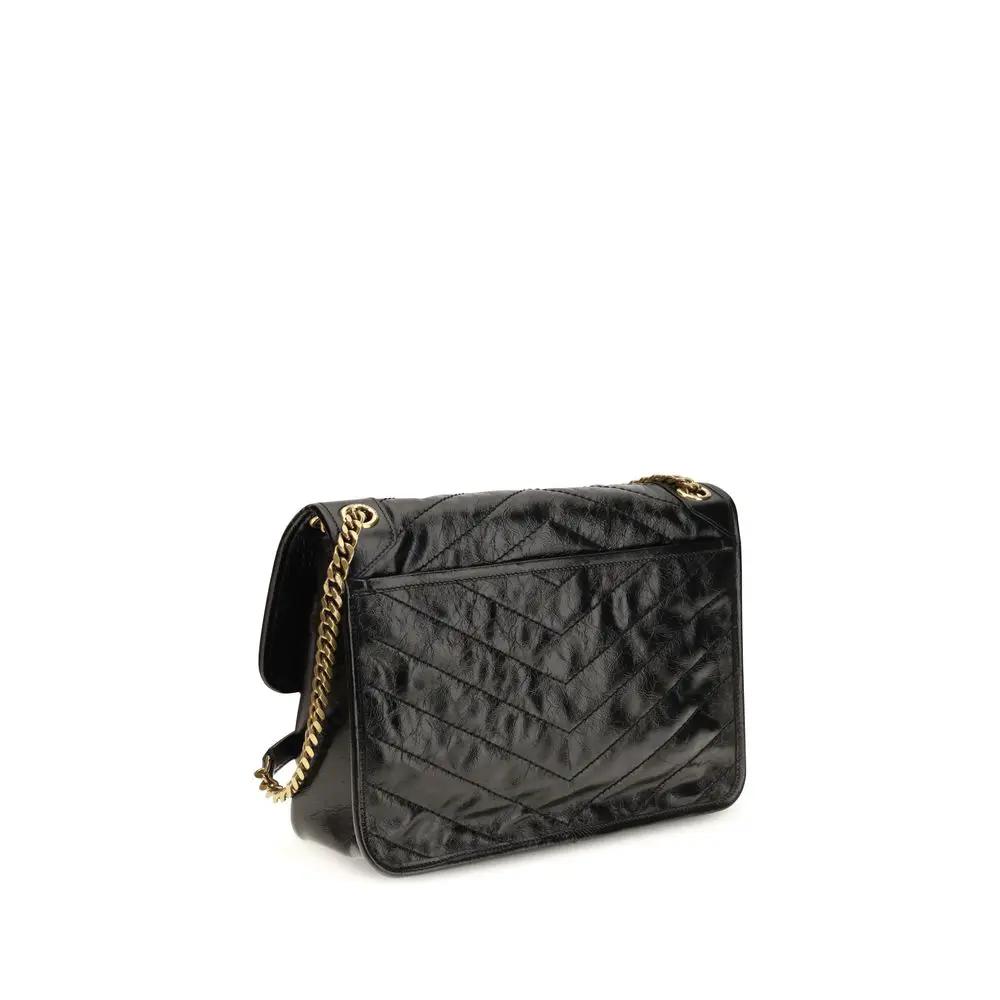Sac bandoulière Saint Laurent Bos Taurus en cuir de veau noir