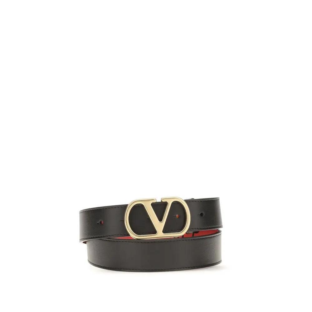 Valentino Garavani Black Calf Leather Bos Taurus Regular Belt