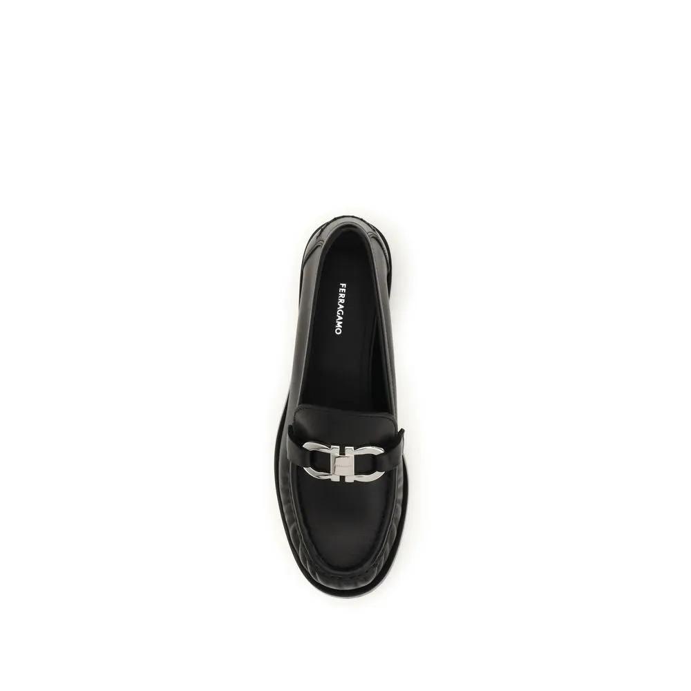 Mocassins à enfiler Ferragamo Bos Taurus en cuir de veau noir