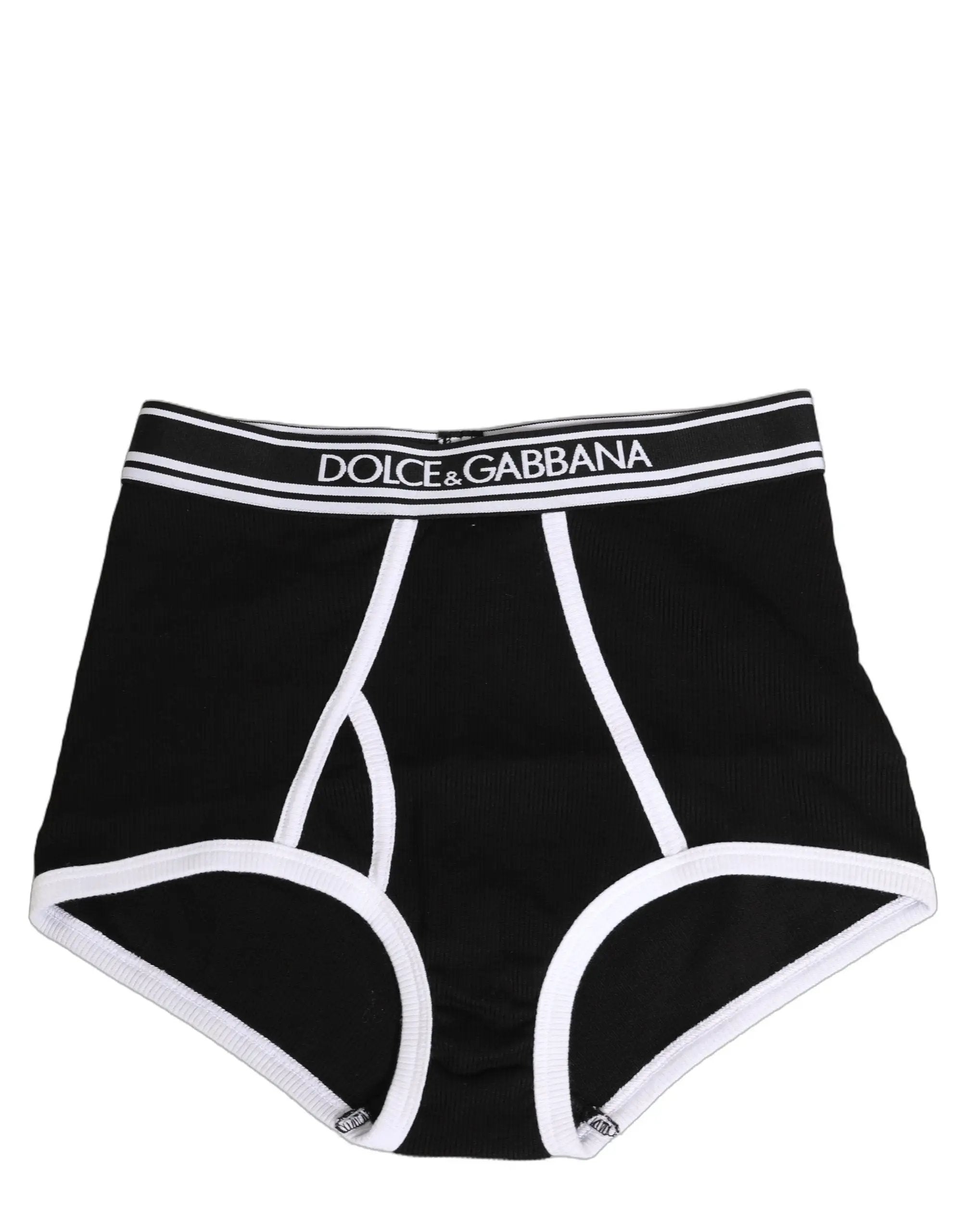 Dolce & Gabbana Black White Logo Waistband Coulotte Panty Underwear