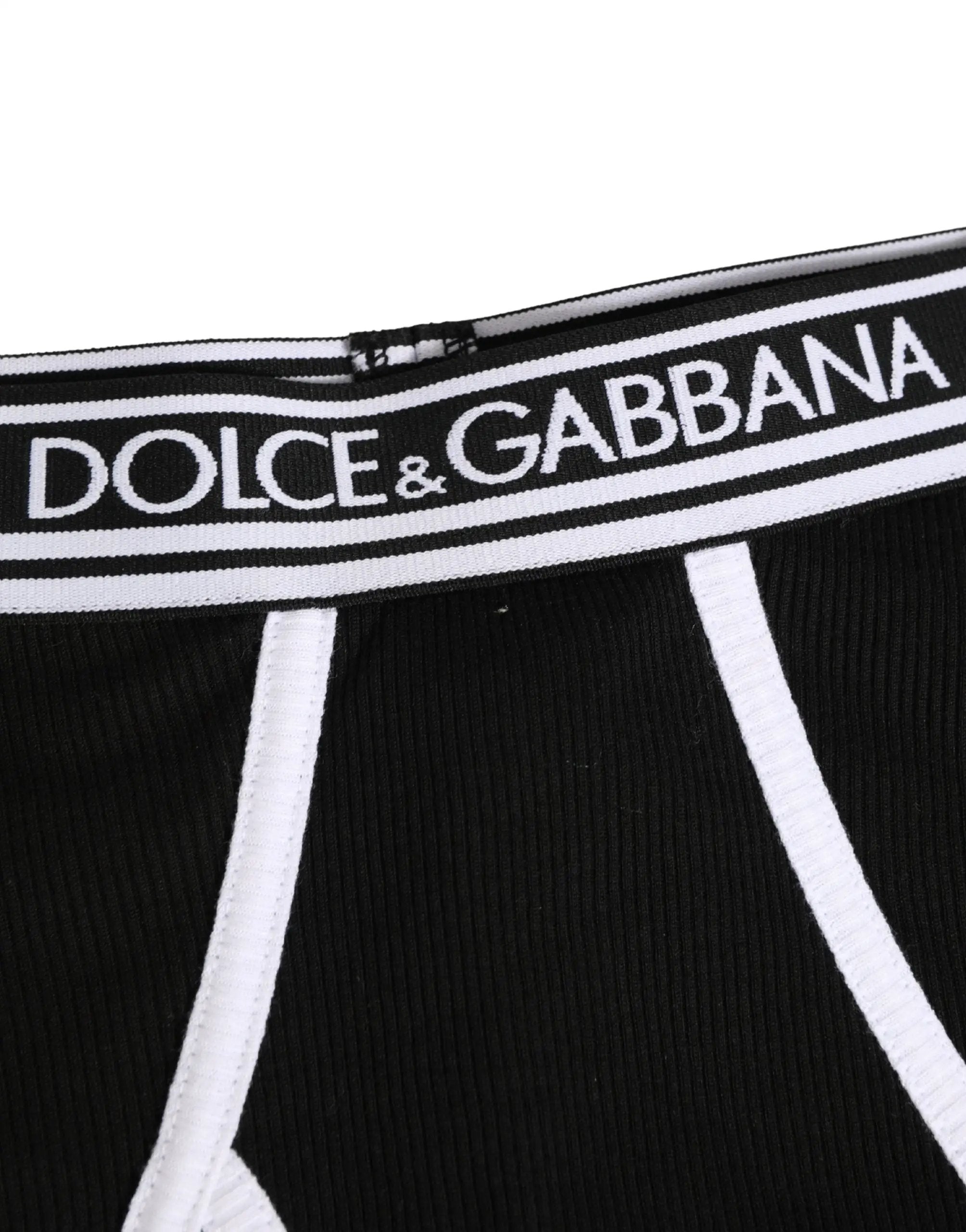 Dolce & Gabbana Black White Logo Waistband Coulotte Panty Underwear