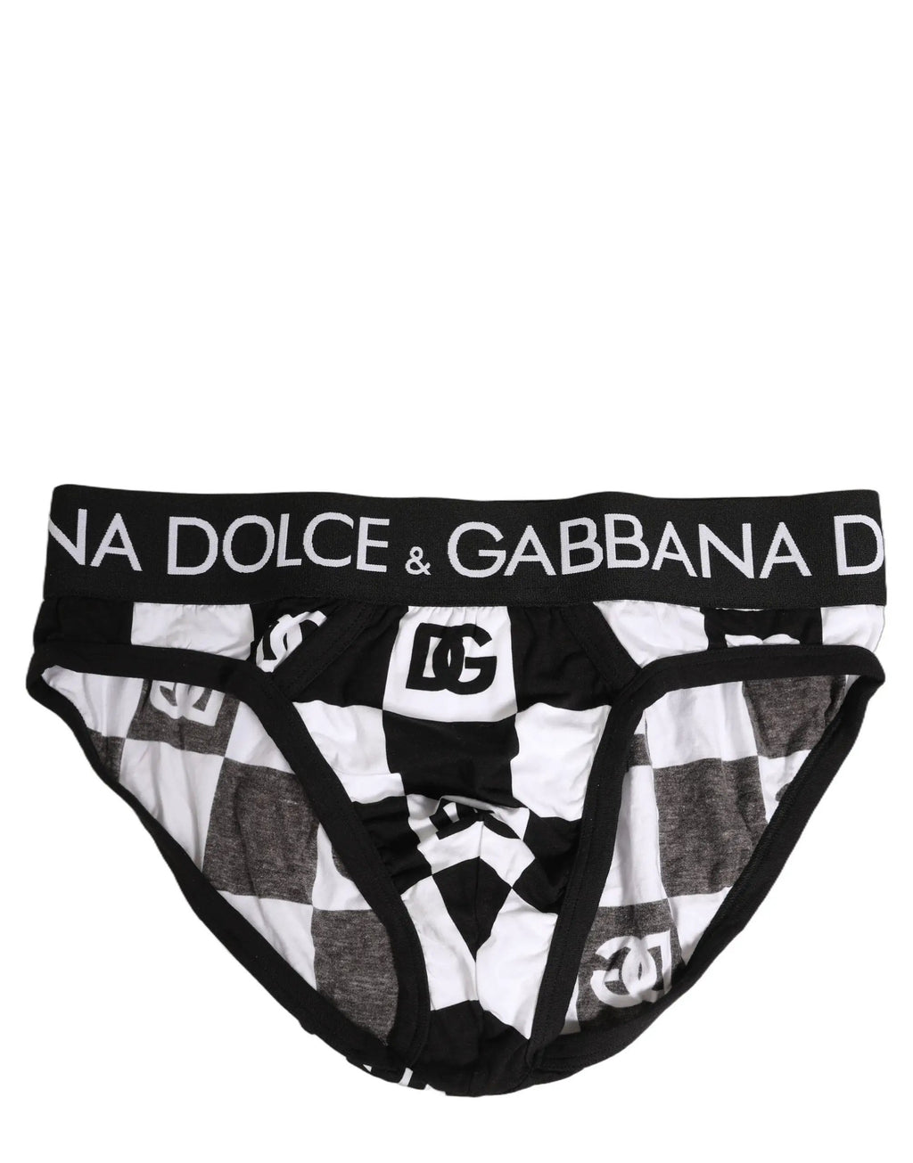 Dolce & Gabbana Black White Logo Checkered Midi Brief Underwear