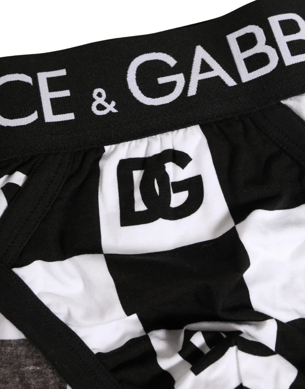 Dolce & Gabbana Black White Logo Checkered Midi Brief Underwear