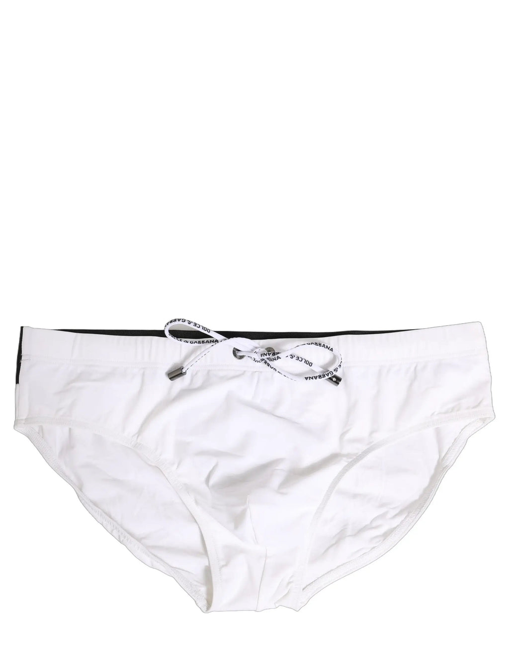Dolce & Gabbana White Stretch Drawstring Swim Brief Swimwear