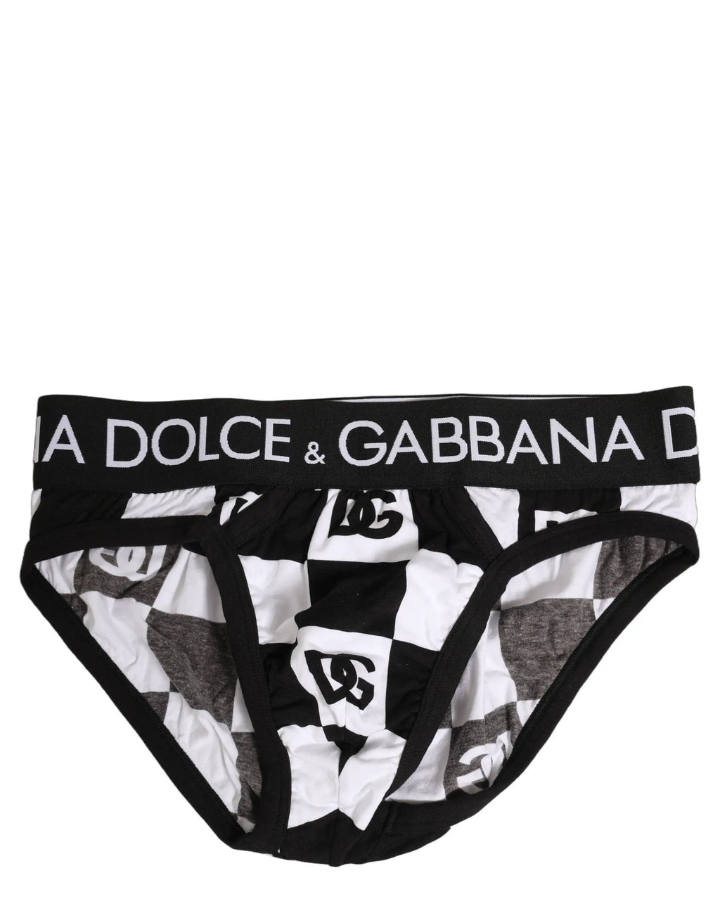 Dolce & Gabbana Black White Logo Checkered Midi Brief Underwear