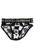 Dolce & Gabbana Black White Logo Checkered Midi Brief Underwear