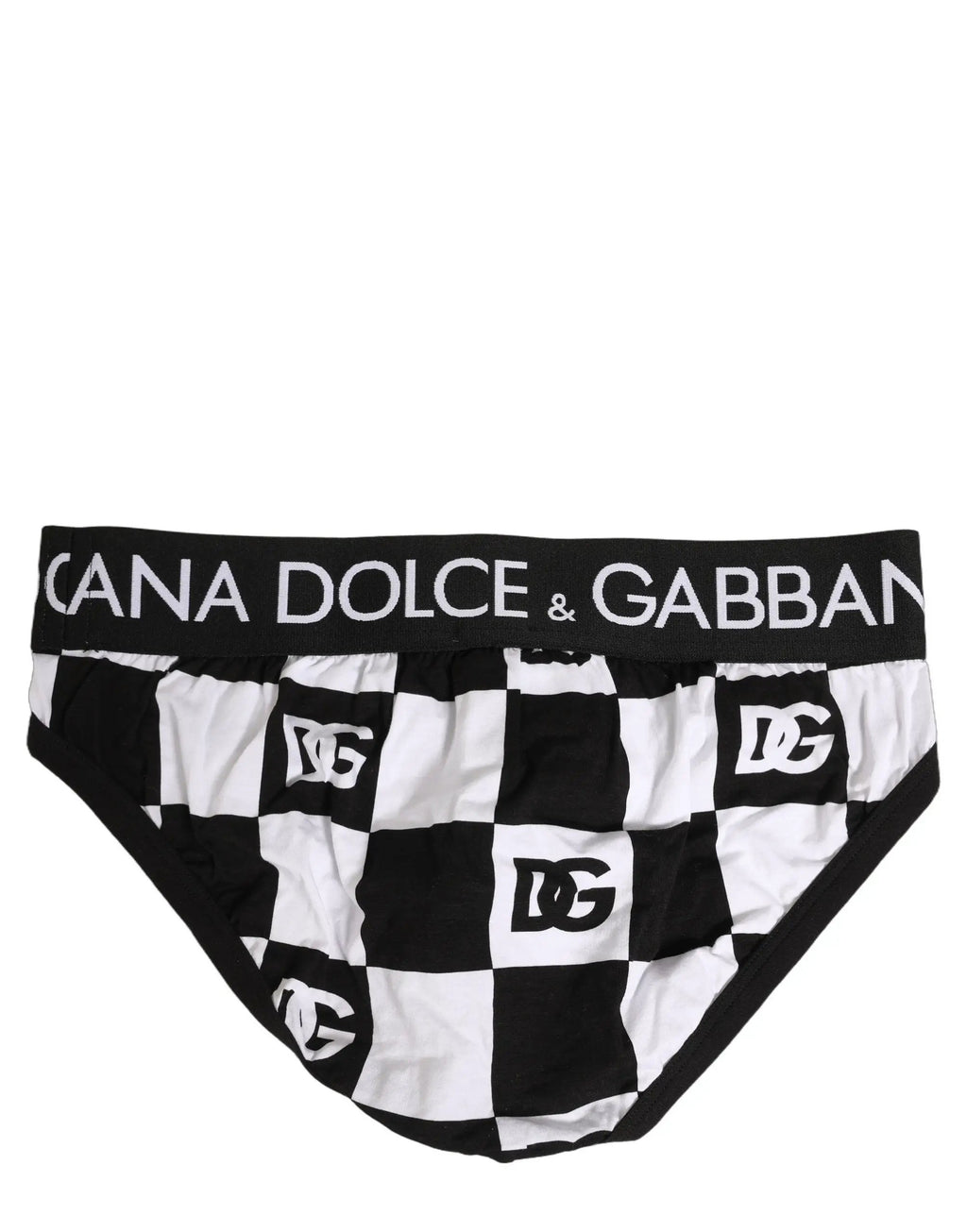 Dolce & Gabbana Black White Logo Checkered Midi Brief Underwear