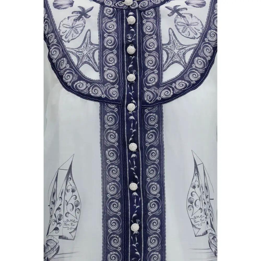FARM RIO White Ramie Blouse
