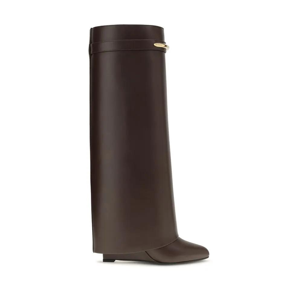 Givenchy Brown Calf Leather Bos Taurus High Heel Boots