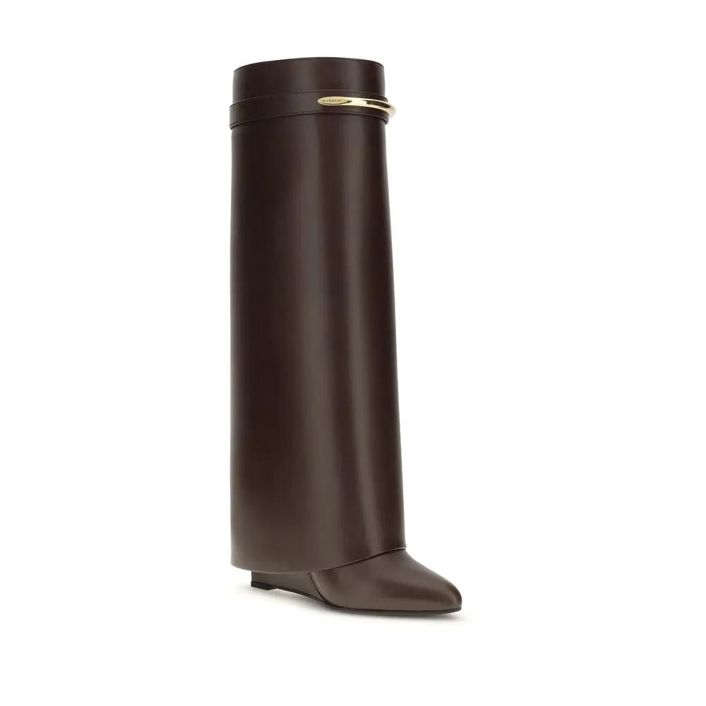 Givenchy Brown Calf Leather Bos Taurus High Heel Boots