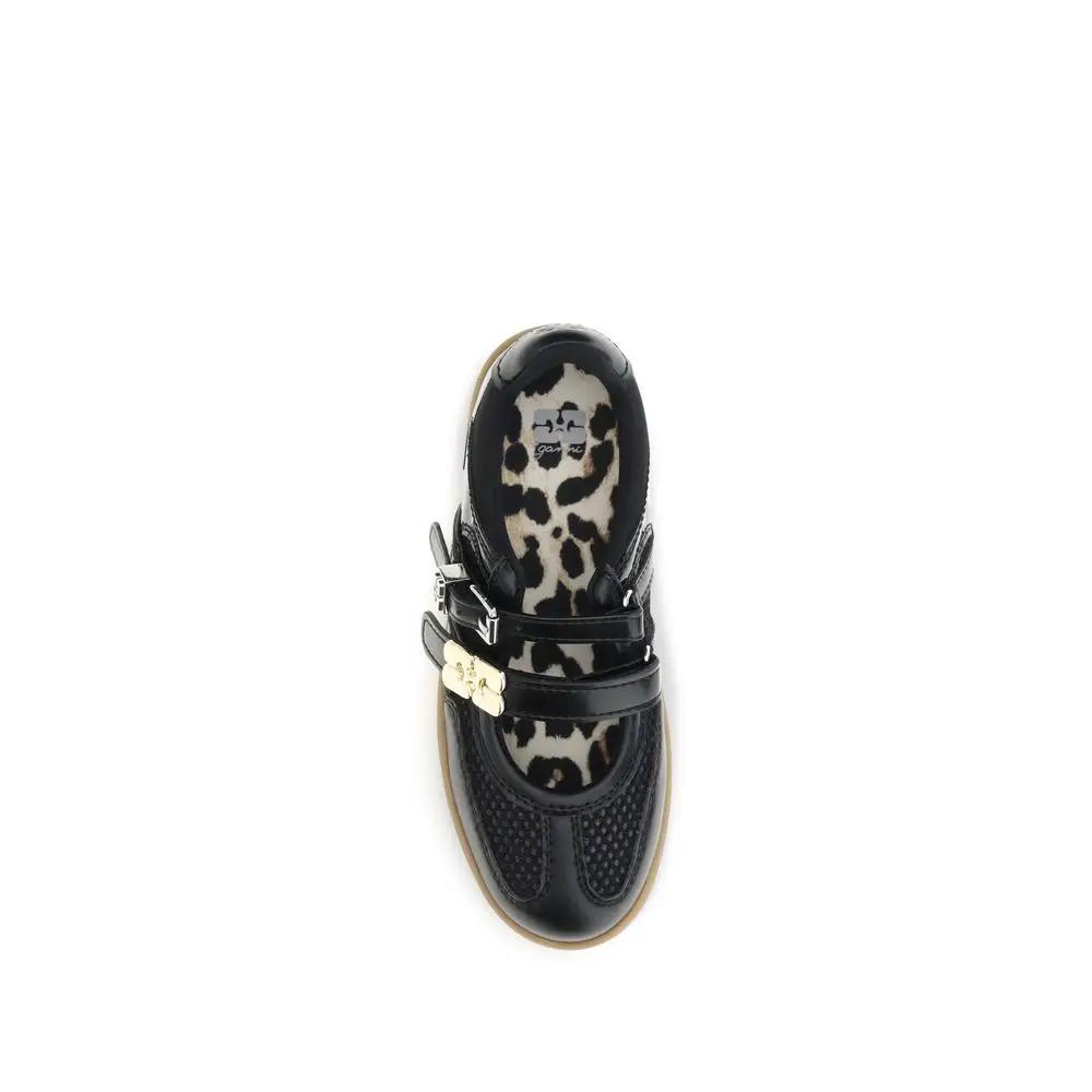 Ganni Black Polyester Ballet Flats