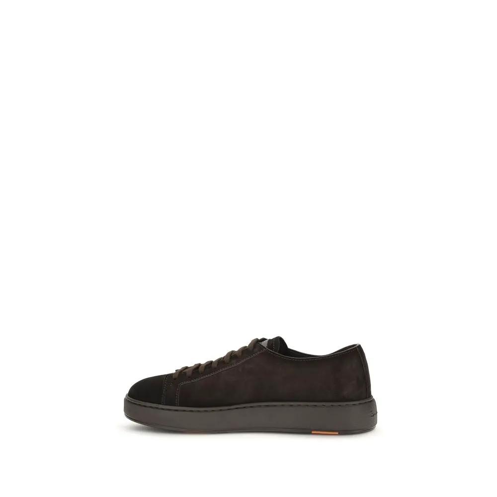 Santoni Brown Calf Leather Bos Taurus Sneakers