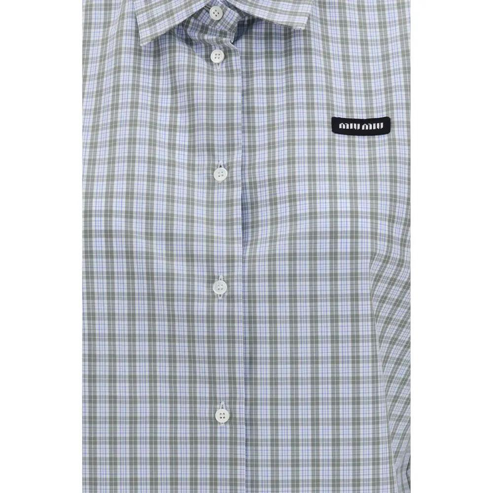 Miu Miu Blue Cotton Pattern Shirt