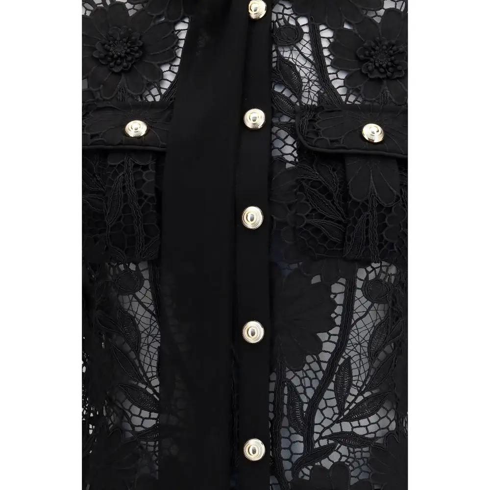 Self-Portrait Black Polyester Blouse